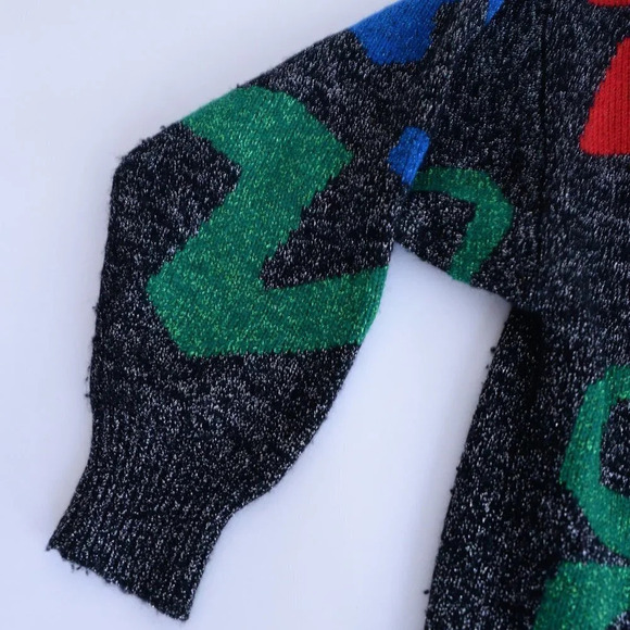 Vintage B. Diffusion 72% Lambswool Black Sparkly Turtleneck Sweater M - Picture 8 of 13